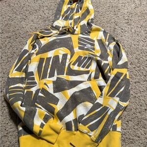 Nike Men's Bold Yellow and Black Hoodie